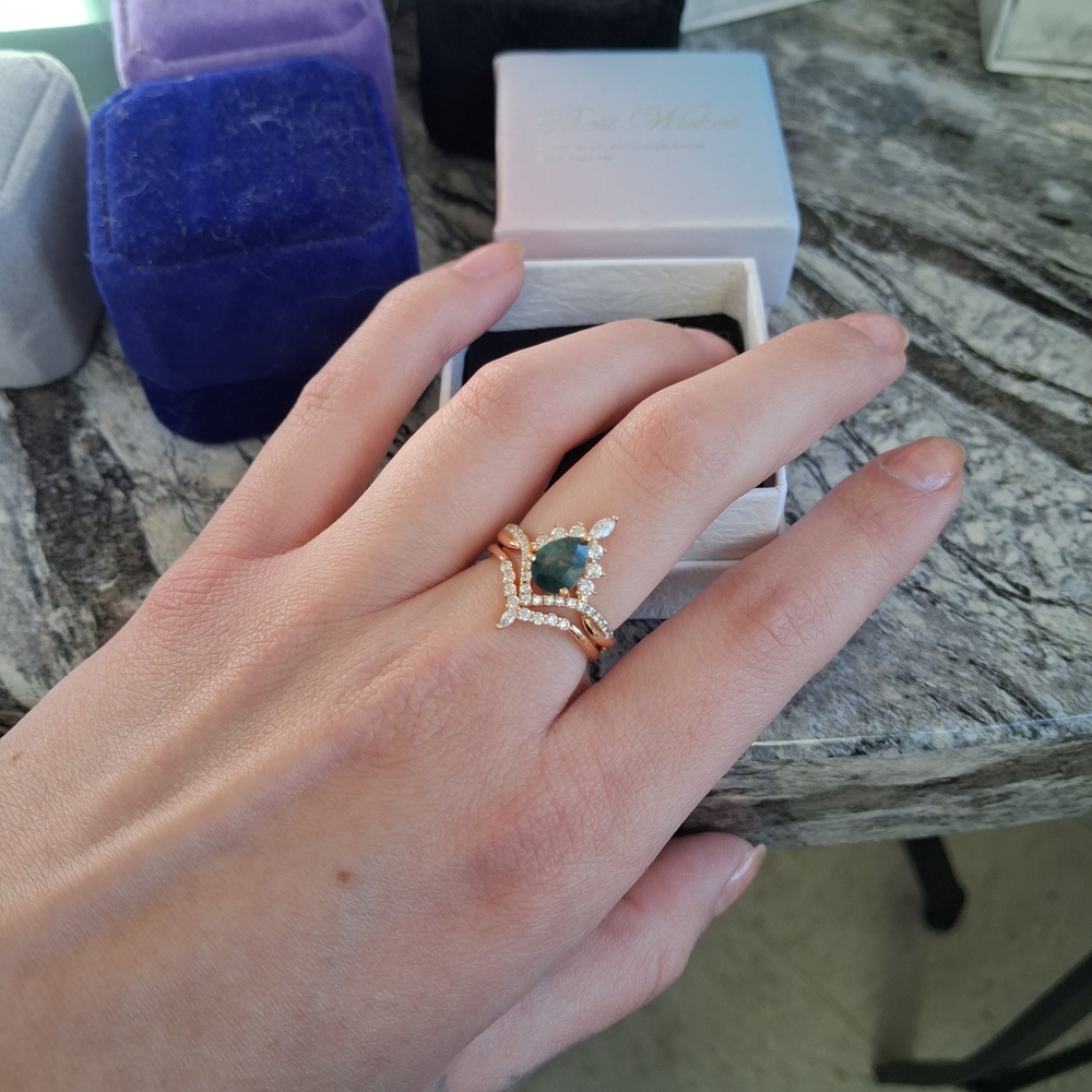 Moss Agate Ring Set - Picture 4 of 4